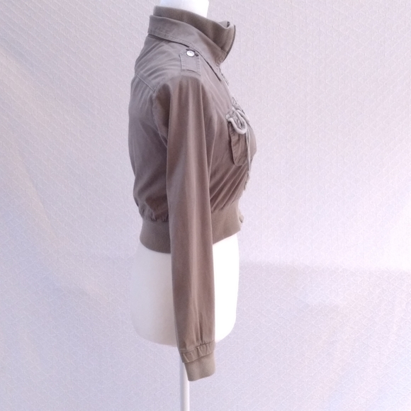 YS USA Army Green Crop Zip Up Jacket - Picture 4 of 10